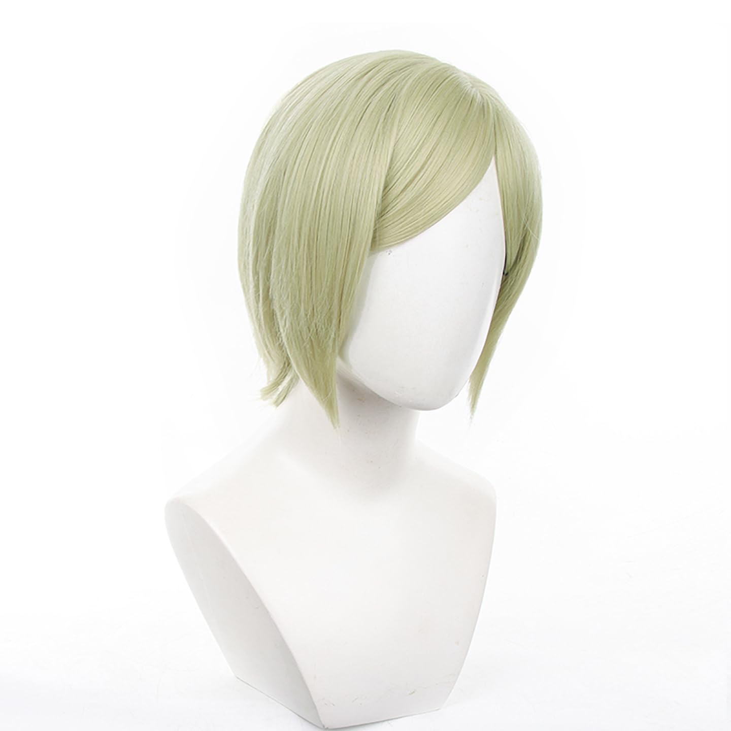 XiongXiongLe Nanami Kento Wig Cosplay Jujutsu Kaisen Men Costume Light Green Heat Synthetic Hair Replacement Wigs + Wig Cap For Boys Party Halloween Christmas(Nanami Kento)