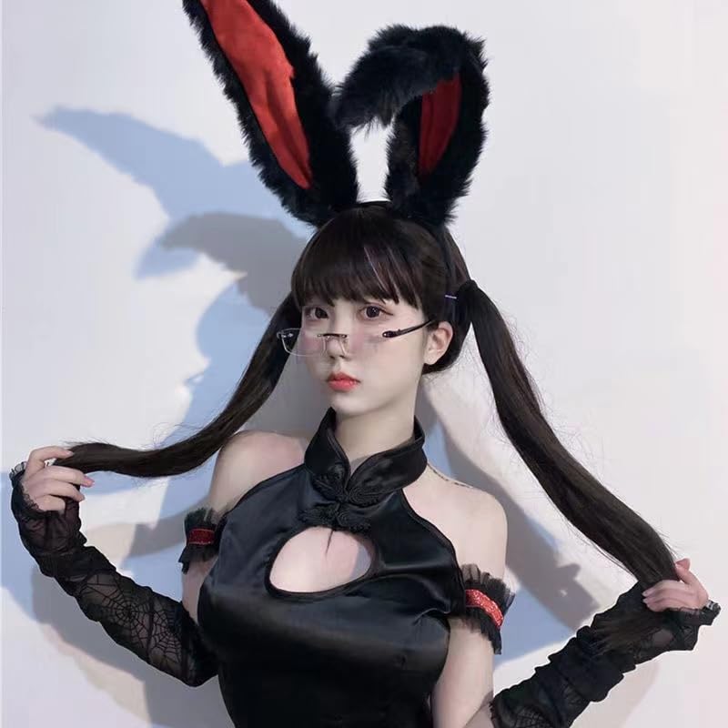 BRILISLE Bunny Ears Headband Furry Rabbit Ear Hair Accessory, Party Prom Cosplay Headwear Costumes for Women and Girls