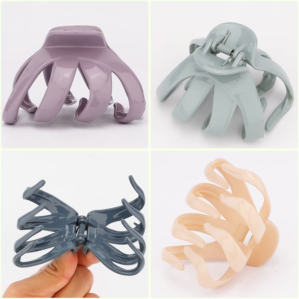 Hair Clips Claw Clips for Thick Hair 5Pcs Large Hair Clips 3.15'' Big Octopus Hair Clip Long Thick Medium Hair Neutral Jumbo Jaw Clips Hair Accessories for Women Girls