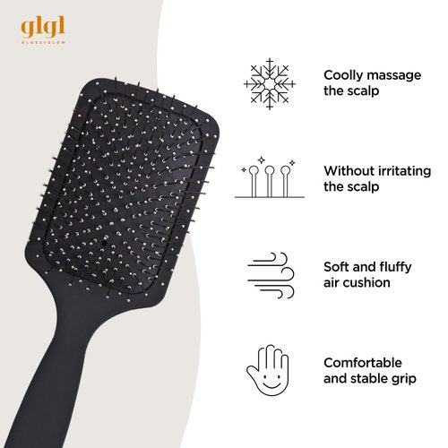 GLGL Premium Hair Brush - Metal Bristles with Cushion for Scalp Massage & Detangling | Ergonomic Handle, Gentle Tips