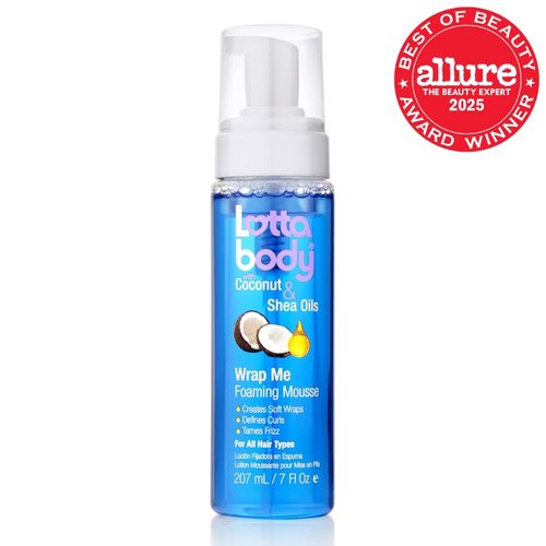 Lottabody Wrap Me Foaming Mousse - Lightweight Curl-Defining & Frizz-Control Formula with Coconut & Shea Oils | 7 oz