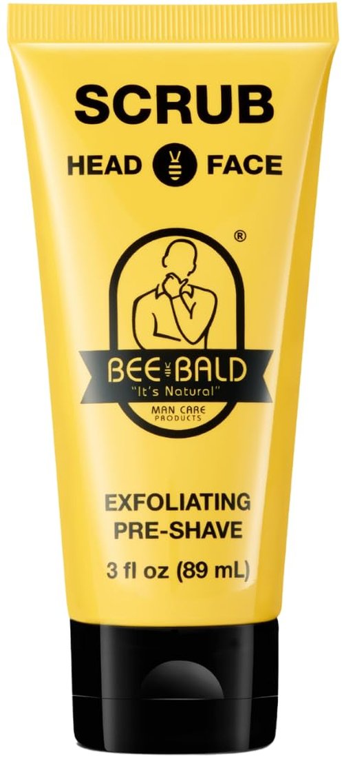 Bee Bald SCRUB Exfoliating Pre-Shave - Deep Cleanse & Remove Pore Clogging Dirt, 3 Fl Oz
