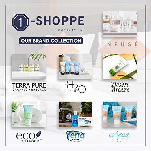 Infuse Black Hotel Soaps and Toiletries Bulk Set | 1-Shoppe All-In-Kit Amenities for Hotels & Airbnb | 1 oz Hotel Cleansing Bar and Conditioning Shampoo Travel Size | 100 Pieces