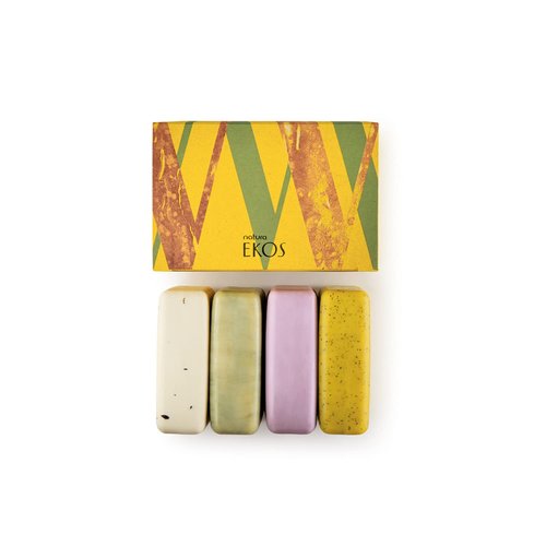 Natura Exfoliating Bar Soap Set - Natural Amazonian Body Soap with Brazil Nut & Açaí - Vegan 4 Pack (3.5 oz Each)