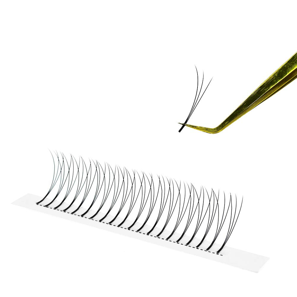 B&Qaugen 3D-C-0.10 Long Stem Premade Volume Eyelash Extensions, 15 mm, Cruelty Free, Individual