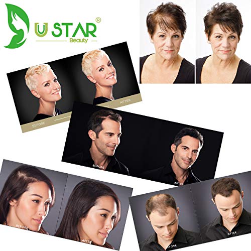 Ustar Hair Fibers 27.5g - Hair Building Fibers for Thinning Hair for an Instantly Fuller, Thicker Look - Hair Fibers for Men & Women with and Holding Spray 118ml (Black)