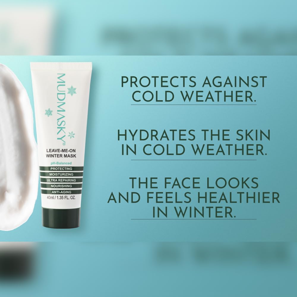 MUDMASKY Leave-Me-On Winter Mask – Face Moisturizer for Dry Skin, Hydrates, Nourishes & Protects – Lavender Scent – 1.35 FL. OZ – Winter Skincare & Intense Repair – Cold Weather Protection