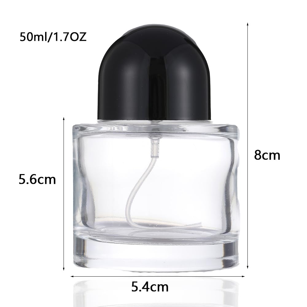 Enslz 50ML/1.7OZ Refillable Cosmetic Spray Bottle, Empty Glass Perfume Bottle with Spray Atomizer (Black, 50ml)