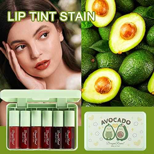 6 Colors Lip Tint Stain Set, Korean Lip Gloss, Mini Liquid Lipstick for Women, Lip Gloss Set, Lip Stain Long Lasting Waterproof, Non-Stick Cup, High Pigment, Cute Stuff, Lip Makeup