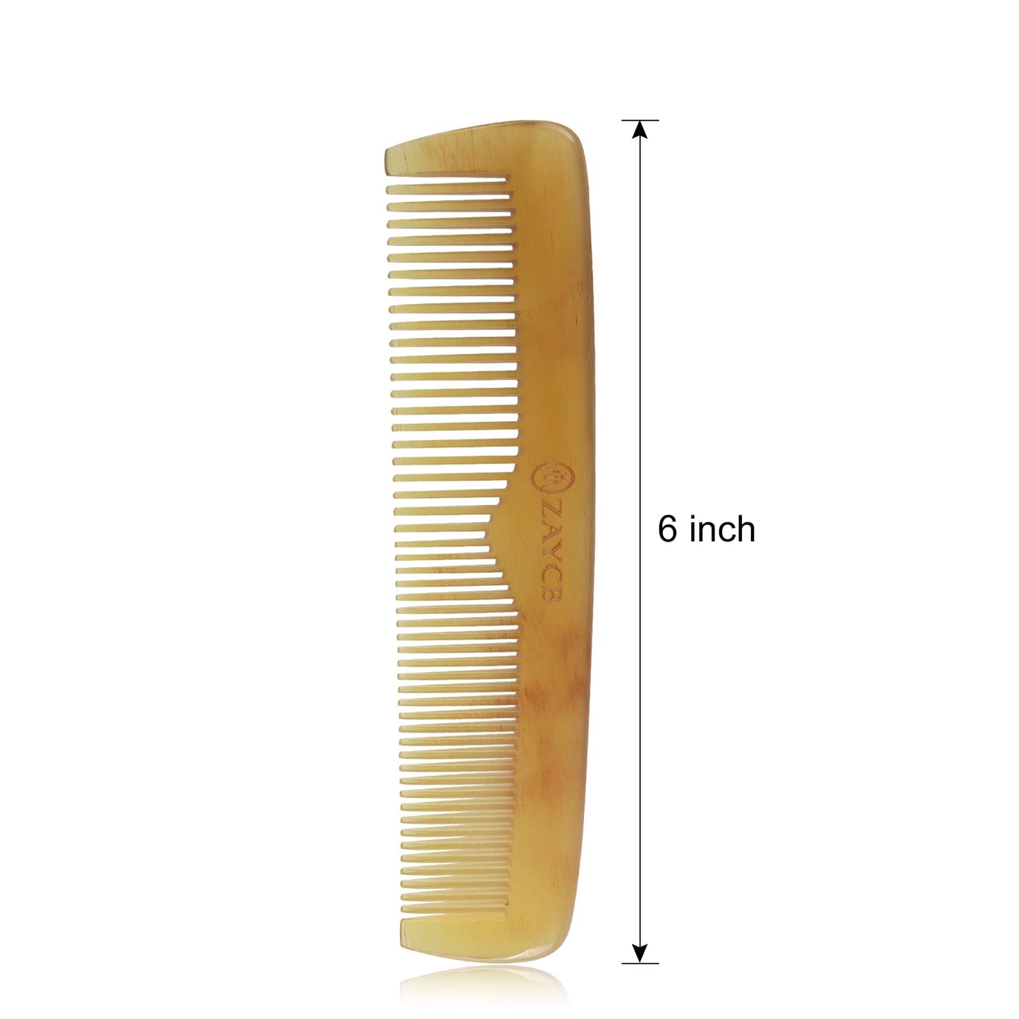 ZAYCB Buffalo Horn Fine Tooth Comb - Anti-Static Hair Comb - Hair Styling Detangling Comb for All Hair Types (Men, Women, Kids)