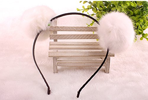 Headband Head Hoop Animal Pom Pom Style Cute fluffy Hairband for Girls Boys Costume (Set W)