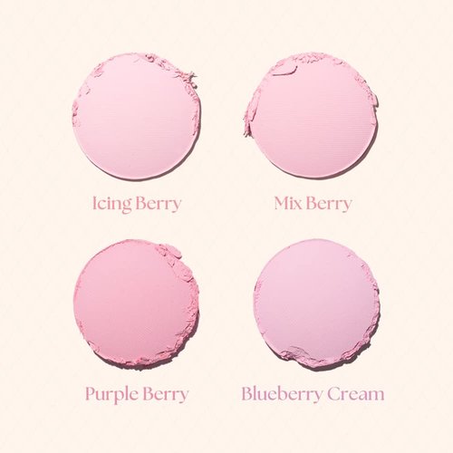 Dasique Blending Mood Cheek #08 Blueberry Sorbet - Vegan Blush with 4 Blendable Shades in Smooth Powder