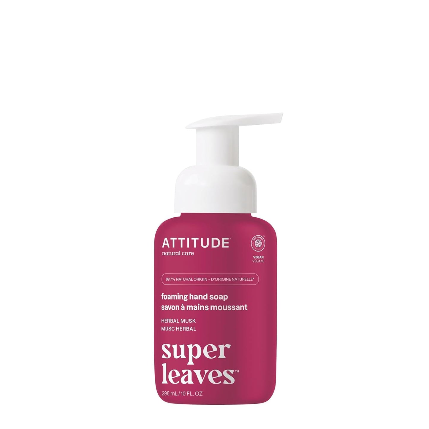 ATTITUDE Foaming Hand Soap - EWG Verified, Vegan & Cruelty-Free Herbal Musk Formula | 10 Fl Oz