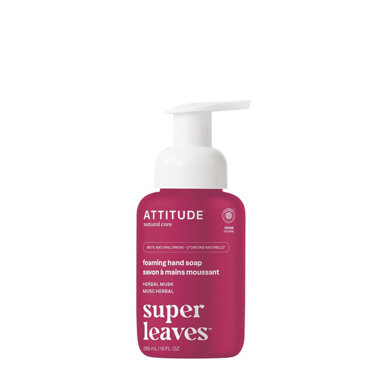 ATTITUDE Foaming Hand Soap - EWG Verified, Vegan & Cruelty-Free Herbal Musk Formula | 10 Fl Oz