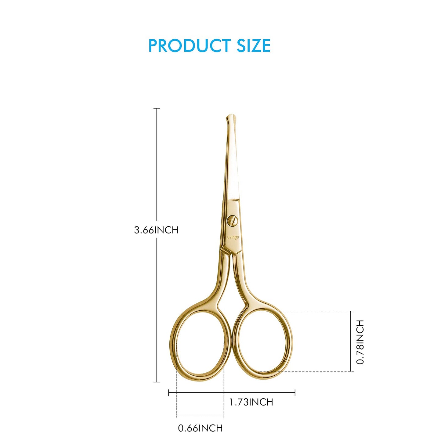 LIVINGO Professional Nose Hair Scissors, Multi-purpose Stainless Steel Rounded Tip Straight Blade, Facial Hair Beard Eyebrows Ear Trimming Beauty Grooming Tool for Men & Women, 3.5” Gold