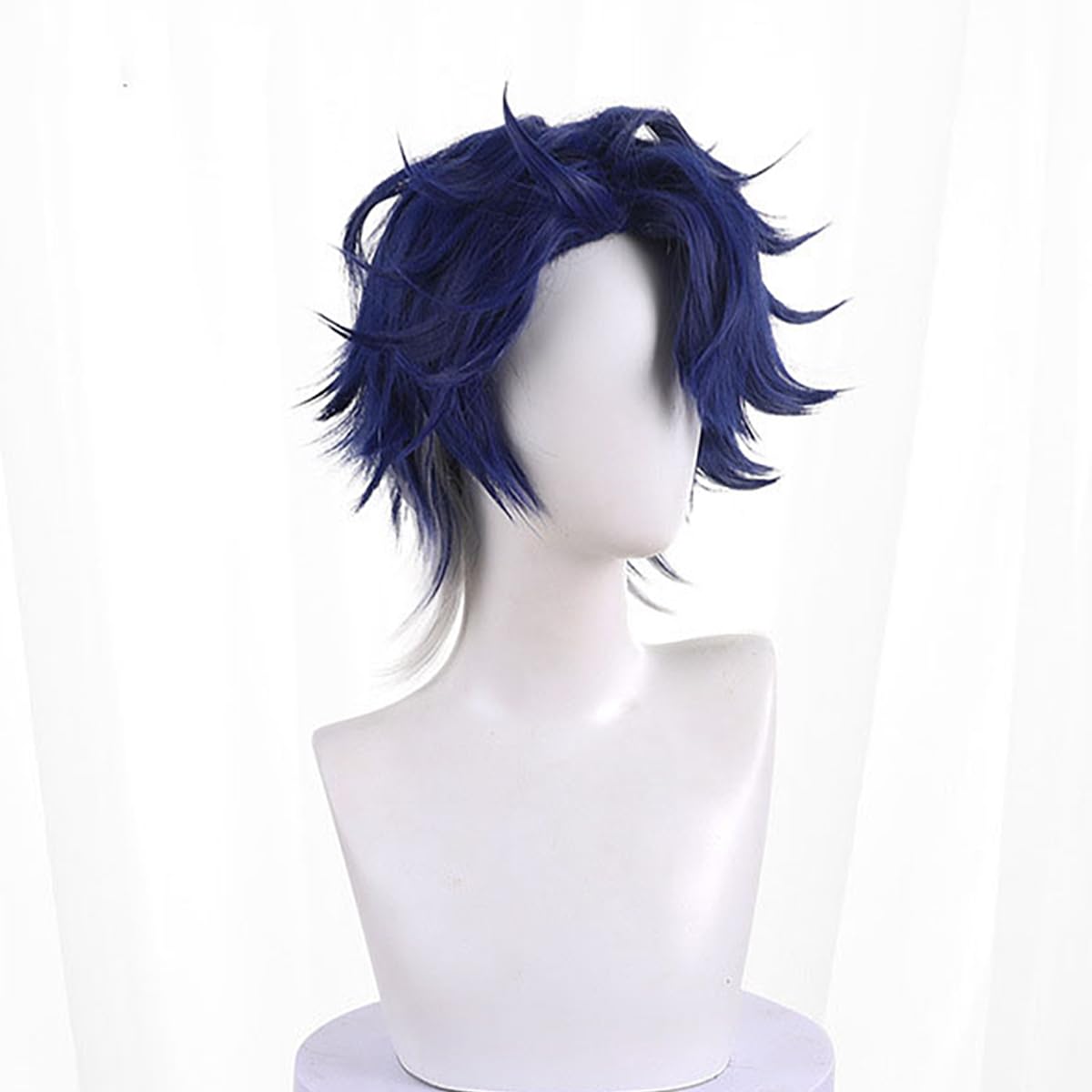 XiongXiongLe Game Honkai Star Rail Cosplay Sampo Dark Blue Short Curled Hair Replacement Wig for Women Girls Cos Party Halloween Christmas(Sampo)