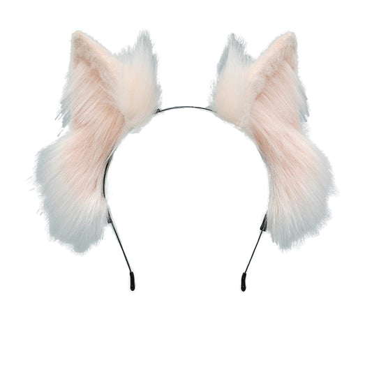 Faylay Wolf/Fox/Cat Ear Cosplay Headwear Girl Accessories Handmade Hairband Furry Ear Faux Fur Headband (04-2 Pink)