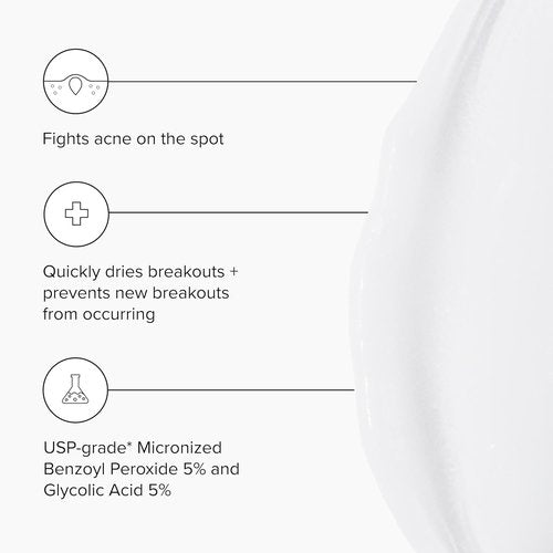DRMTLGY Acne Spot Treatment and Cystic Acne Treatment. Acne Serum with Micronized Benzoyl Peroxide 5% and Glycolic Acid. 1.1 oz, 2 pack