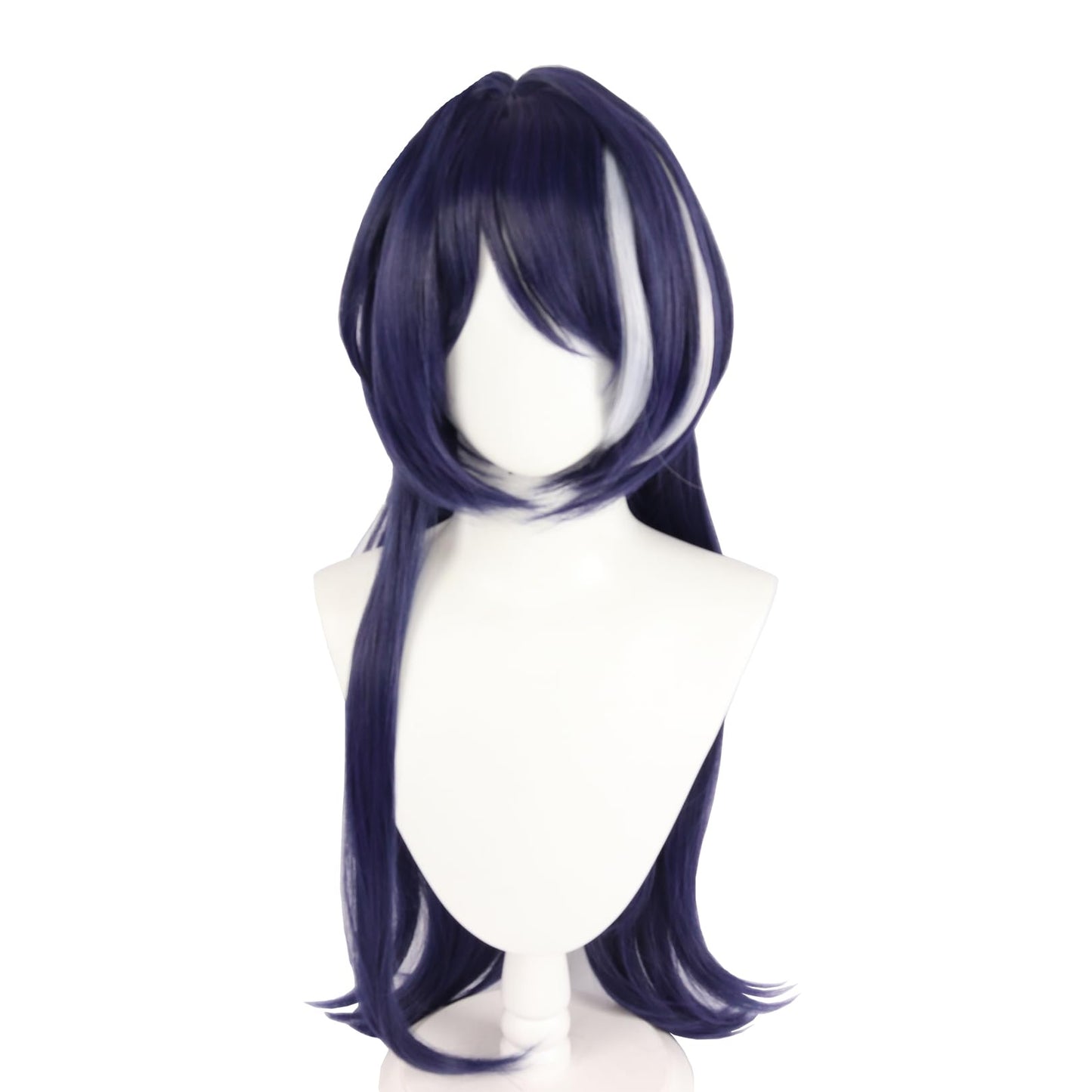 XiongXiongLe Honkai Star Rail Acheron Cosplay Wig Long Straight Dark Blue Mixed White Hair Wigs for Women Adult Cos Anime Game Party Halloween Christmas(Acheron)