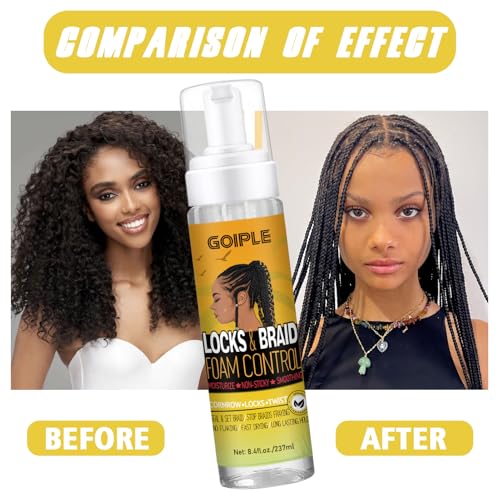 Goiple Braid Mousse, Twist, Locs - Extra Hold, High Shine, Moisturizes, Frizz Control, Lightweight, Easy to Apply, 8.4 fl oz