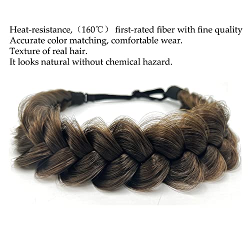 TOECWEGR Synthetic Hair Braided Headband Classic Wide Strands Wedding Disorderly Fluffy Braids Wig Band Women Beauty Accessory