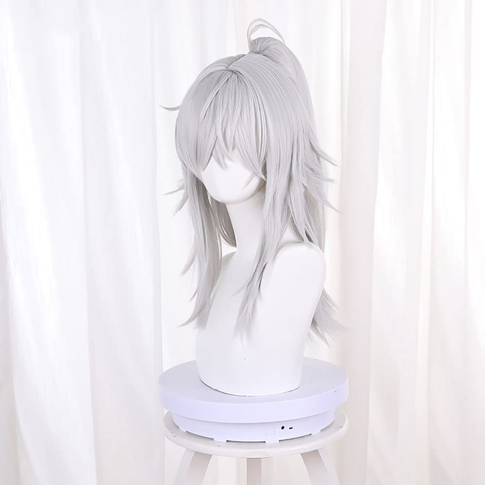 XiongXiongLe Silver White Wig for Women Cosplay Jing Yuan Reversible Half Head Detachable Horsetail Long Hair Replacement Wig Girls Cos Honkai Star Rail Party Halloween Christmas Costume(Jing Yuan)