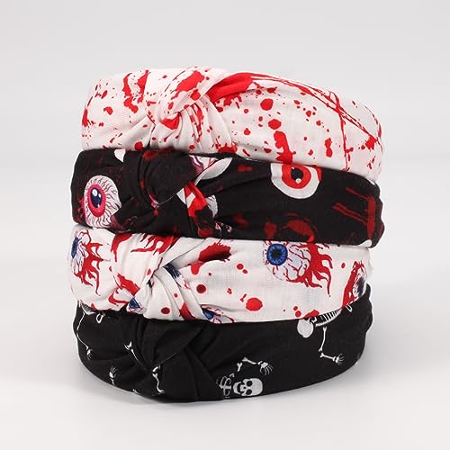 Ardorchid Spooky Headbands for Women Girls Halloween Horror Eyeball Blood Knot Headband Black White Skull Skeleton Ghost Hair Accessories Halloween Decoration