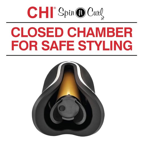 CHI Spin N Curl 1″ Ceramic Curling Iron - Adjustable Heat Settings for All Hair Types | Onyx Black