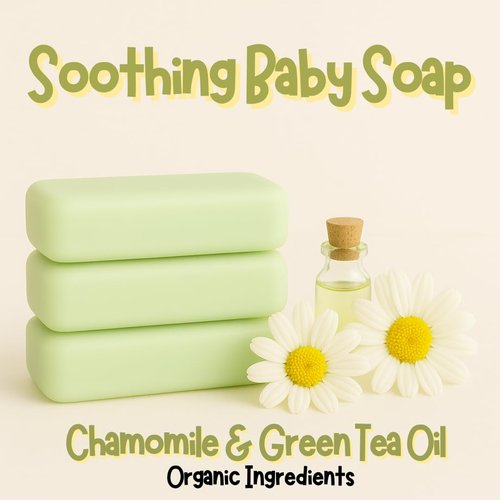 Hypoallergenic Baby Soap Bar - Gentle Cleansing for Sensitive Skin | Chamomile & Green Tea | Organic Oils | 3 Bars