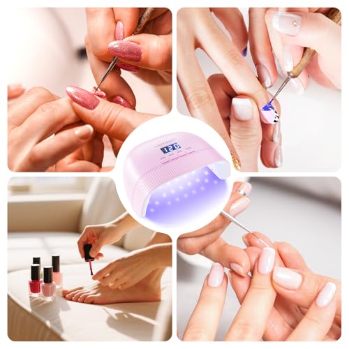 LadyMisty UV Nail Lamp - Fast Drying, UV Light for Gel Nails with 30 Dual Lamp Beads, 4 Timer, LCD Display, Energy Efficient LED Nail Light for Home & Salon Purple