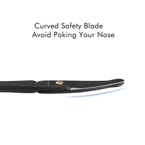 LIVINGO 3.75" Premium Nose Hair Scissors, Curved Safety Blades with Rounded Tip for Trimming Small Details Facial Hair, Ear Hair, Eyebrow (Black)