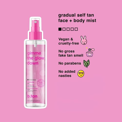 b.tan Clear Face Tan Mist Bundle - Gimme The Glow Down | Gradual Bronzing Facial Tanner Spray, 6.7 Fl Oz, Pack of 2