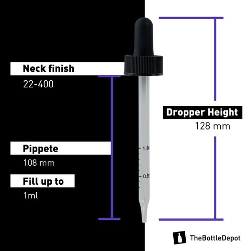 The Bottle Depot - 3 Pack - 4 oz Glass Bottle with Dropper - Black Frosted - 22-400 Neck Finish - Boston Round Bottles - Leakproof Essential Oils Bottles