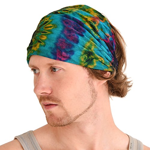 CHARM Tie-Dye Bandana Headbands - Psychedelic Hippie Womens Head Scarf Boho Mens Type B