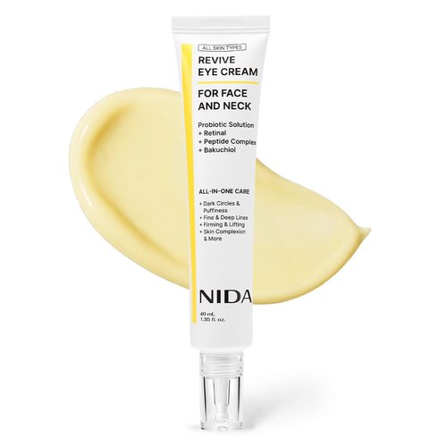 NIDA Revive Eye Cream - Probiotic Lystate Solution with Retinal & Peptide Complex | Reduces Wrinkles & Fine Lines | 1.35 fl. oz. (40ml)