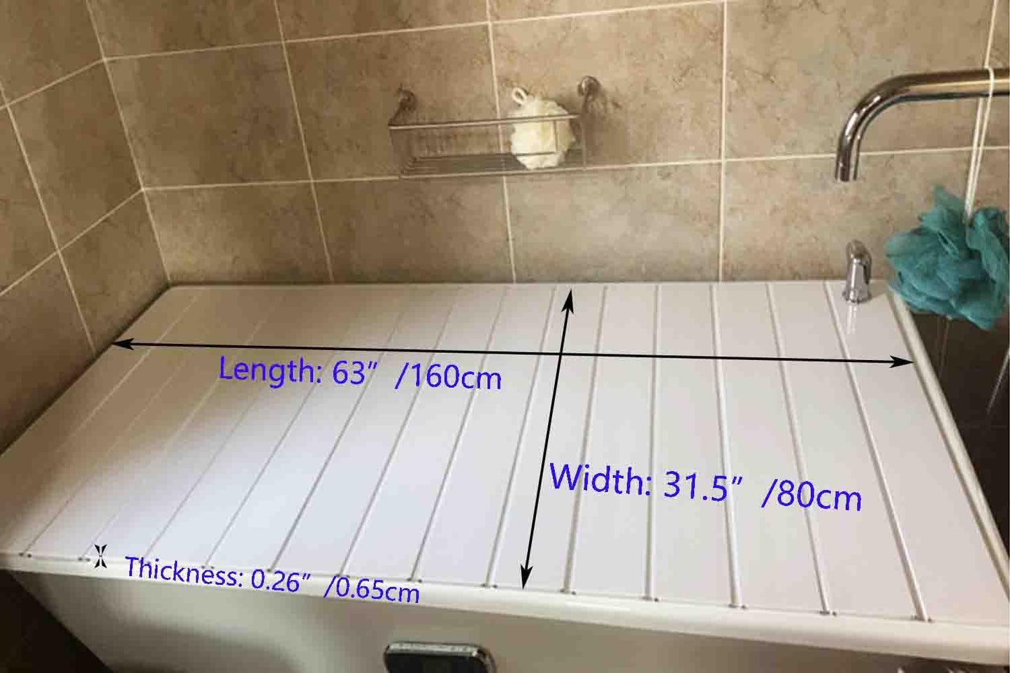 HJJKKH Shutter Bathtub Lid, Foldable Waterproof Bathtub Cover with 0.65cm Thickness, PVC Bathtub Tray, Anti-dust Bathtub Cover Bath Insulation Cover, Store Wine Glass,Books,Tablets,Cellphones
