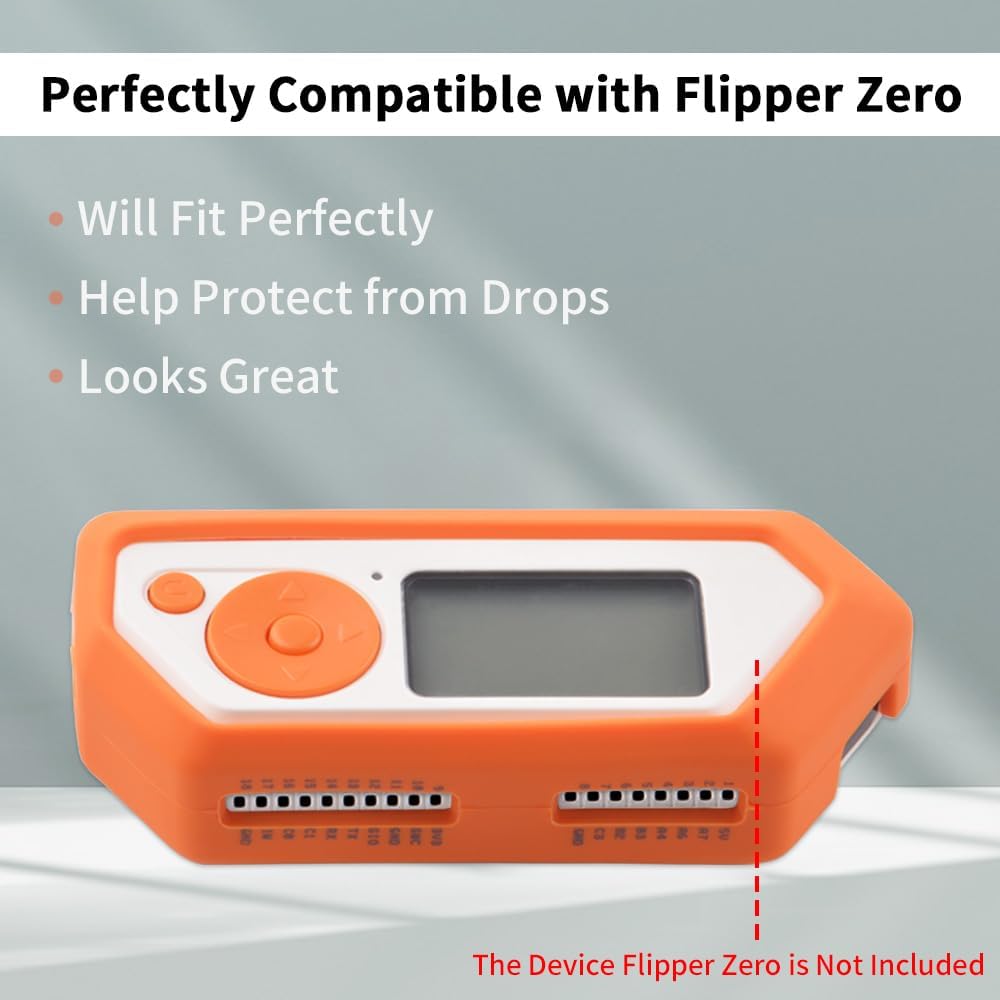 Hard Carrying Case for Flipper Zero, Flipper Zero Protective Silicone Case Cover, Mesh Pocket Fits USB Cable, Orange (Case Only)