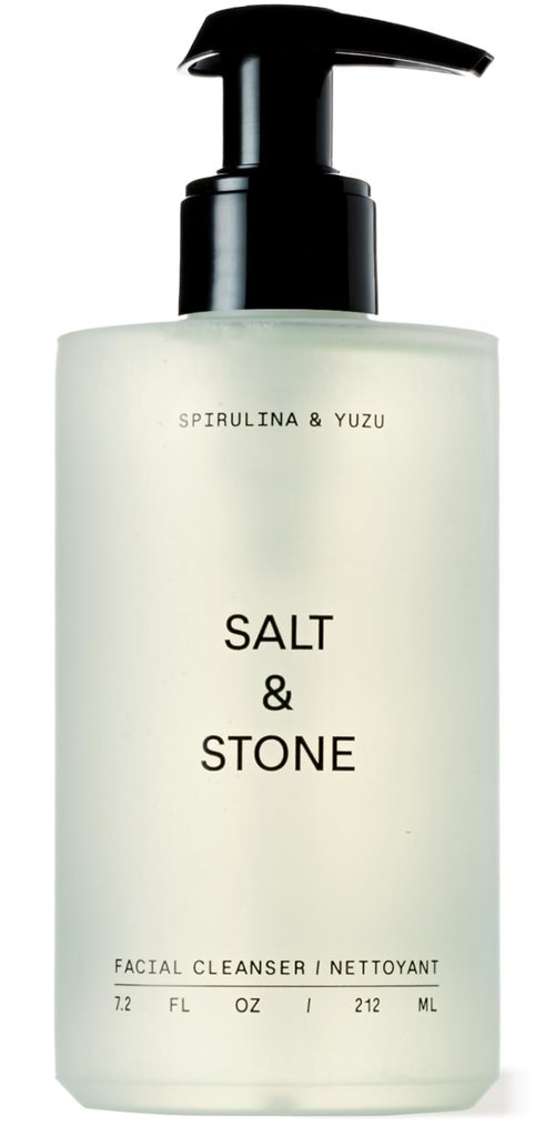 Salt & Stone Facial Cleanser - Spirulina & Yuzu Gentle Wash with Hyaluronic Acid | 7.2 oz, Vegan & Cruelty-Free
