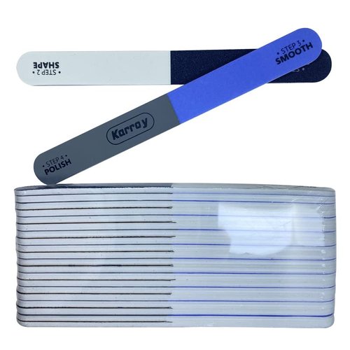 Karroy Nail File and Buffer for Natural Nails Dual Sided 4 Steps Shorten-Shape-Smooth-Polishing Nail Tools 20pcs