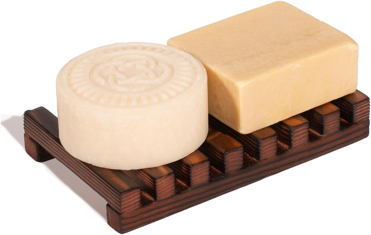 Viori Hamish & Co. Wooden Bar Holder - Natural Bamboo Tray for Shampoo & Conditioner Bars | Enhances Drying & Longevity