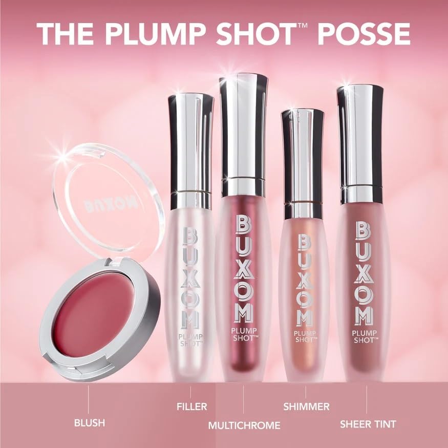 Buxom Plump Shot Peptide-Infused Lip Serum, Lip Plumping Gloss, Formulated with Advanced Peptides, Hyaluronic Acid, Avocado & Jojoba Oil