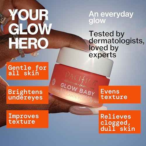 Pacifica Glow Baby Brightening Eye Cream ? Vitamin C Under Eye Cream for Dark Circles & Puffiness, Caffeine-Infused Eye Brightener for Tired Eyes Fragrance-Free 0.5 oz Clean Vegan Dermatologist Tested