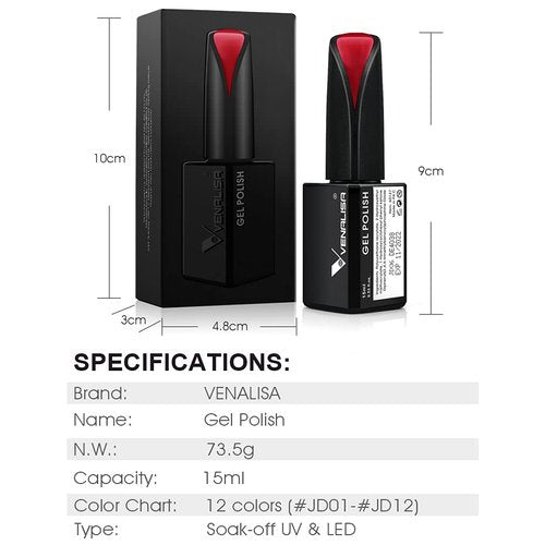 VENALISA 15ml Dark Burgundy Red Gel Nail Polish, Deep Cherry Red Gel Polish Color Soak Off UV LED Nail Art Starter Manicure Salon DIY at Home, 0.53 OZ