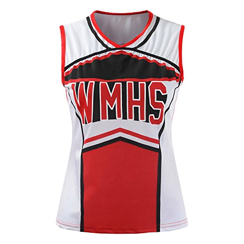 Makroyl Womens Cheerleader Costume Uniform Halloween Fancy Dress Cosplay Costume (Red, US 0-2)