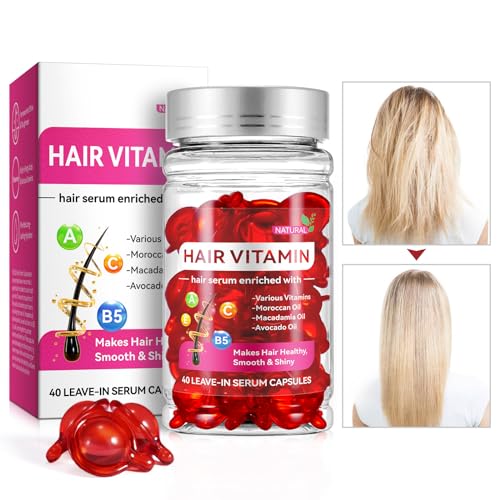 Hair Treatment Serum Capsule 40 pcs, Hair Vitamin Serum for Women & Men, No Rinse with Argan Macadamia Avocado Oils, Hydrates, Smoothes and Repairs