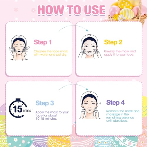 Loopeer 12 Pcs Easter Gifts Bulk for Adults Easter Basket Stuffers for Adults Spring Facial Masks for Girls Women Teacher Employees Party Favors Bulk