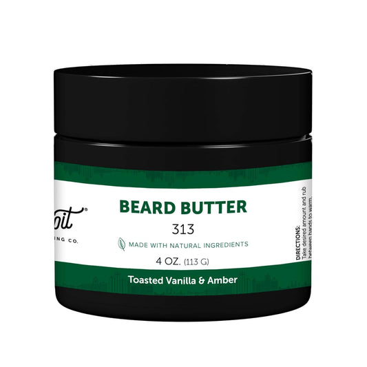 Detroit Grooming Co. Beard Butter - Premium Leave-In Conditioner with Safflower Oil & Shea Butter - Hydrating Moisturizer for Growth & Thickness - Iconic 313, 4oz | Made in USA