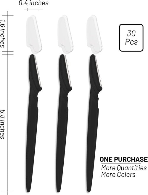 MoHern Dermaplaning Tool - 30 Pcs Face Razors for Smooth Skin | Multipurpose Black Dermaplane Razors