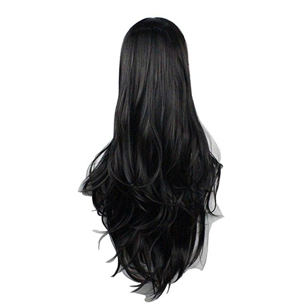 Sharebeauty 29.5" Womens Long Wavy Synthetic Black Wig Anime Cosplay Halloween Costume Party Wig