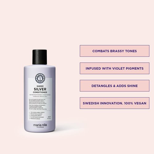 Maria Nila Silver Conditioner - Neutralizes Brassy Tones in Blonde, White & Grey Hair | 100% Vegan, Sulfate-Free